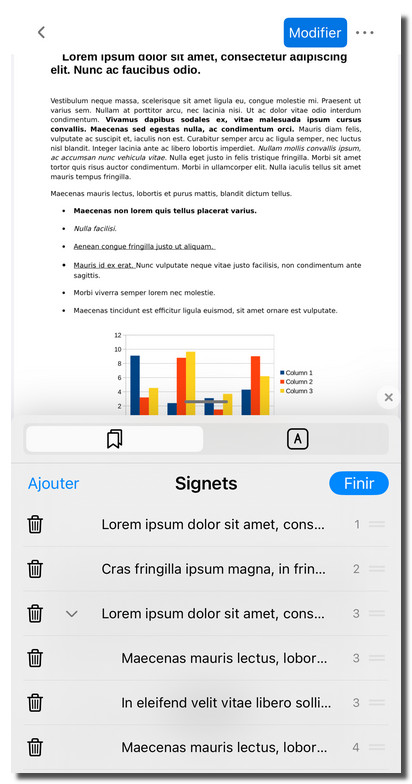 Modifier les signets sur iOS