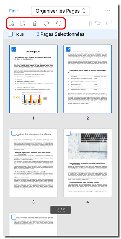 Organiser les pages PDF sur iOS