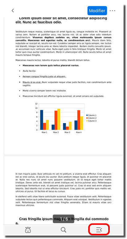 Ouvrir le panneau des signets et des annotations