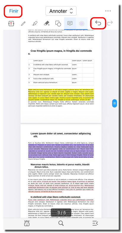 Quitter le mode d’annotation PDF