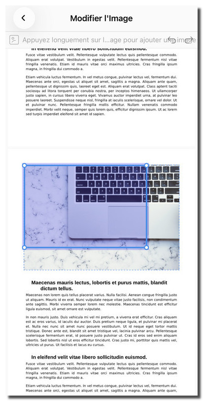 Repositionner l’image dans un PDF sur iOS