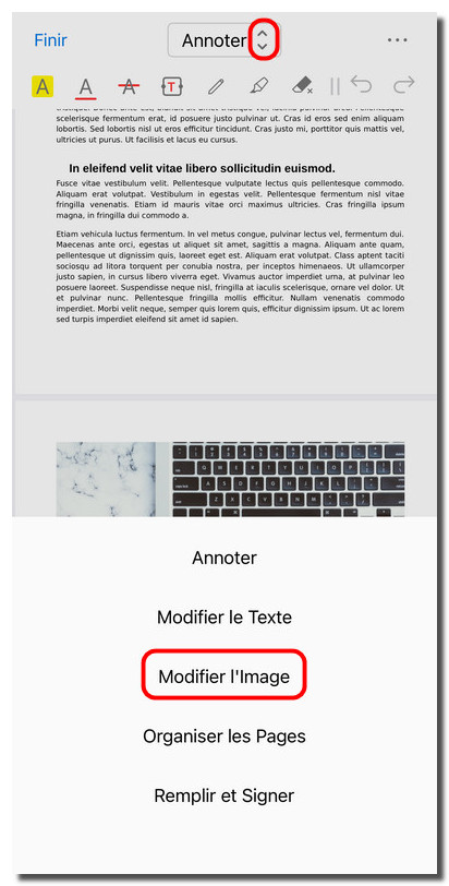 Sélectionner le mode de modification de l’image