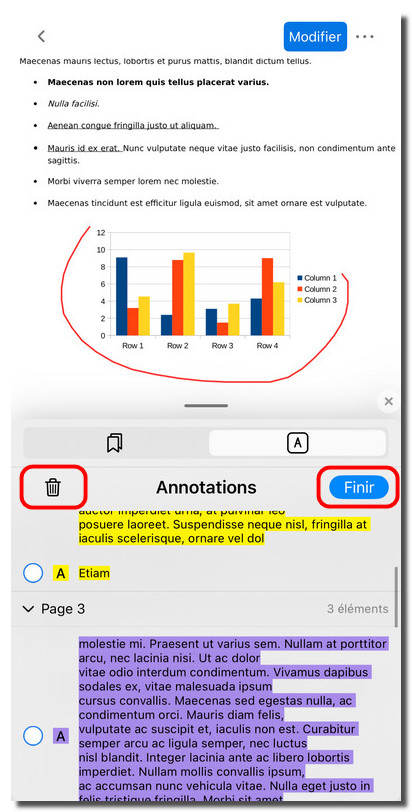 Supprimer des annotations en lot dans PDFgear pour iOS
