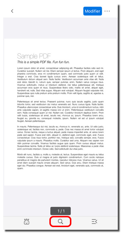 Touchez l’icône de recherche