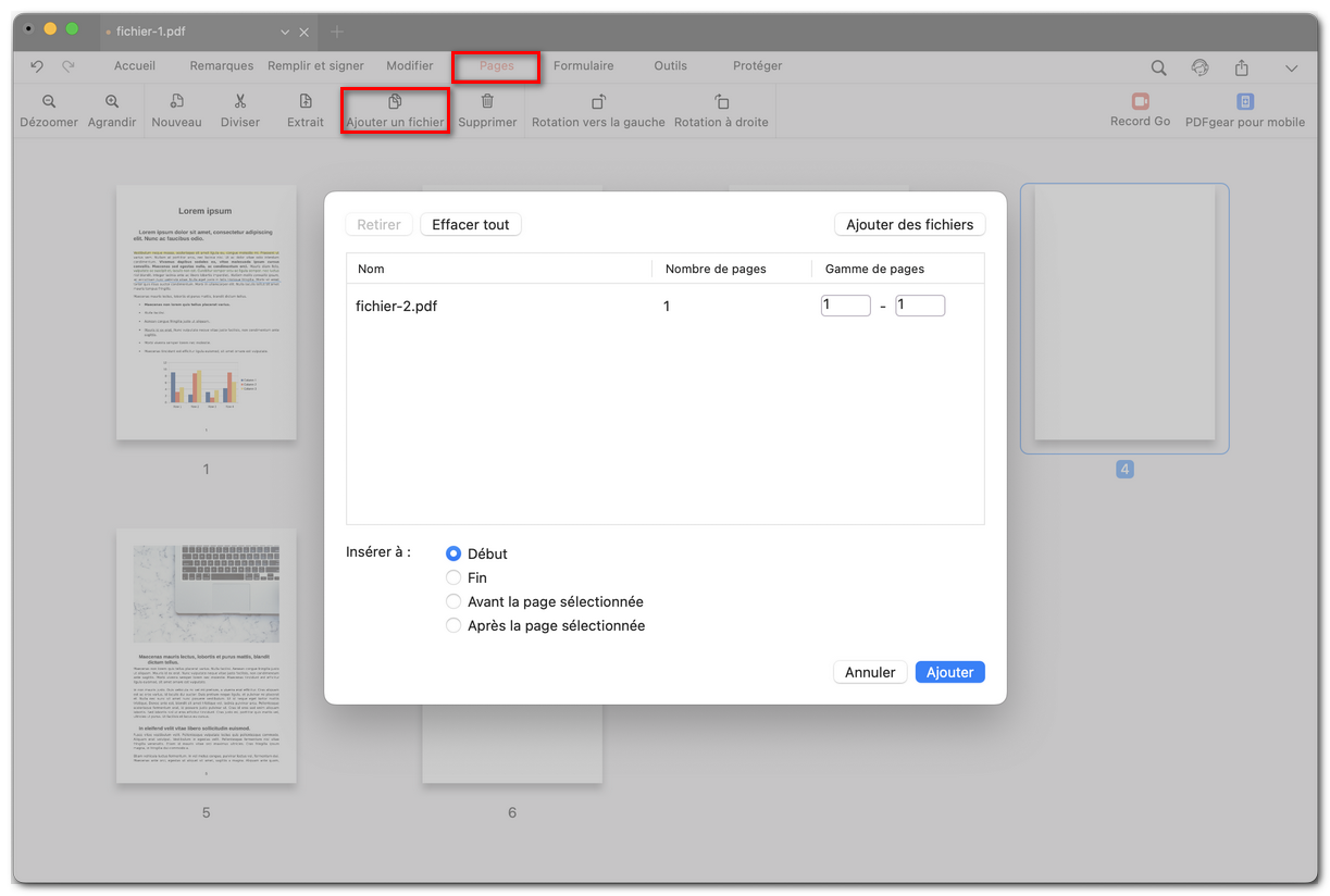 Ajouter des fichiers PDF