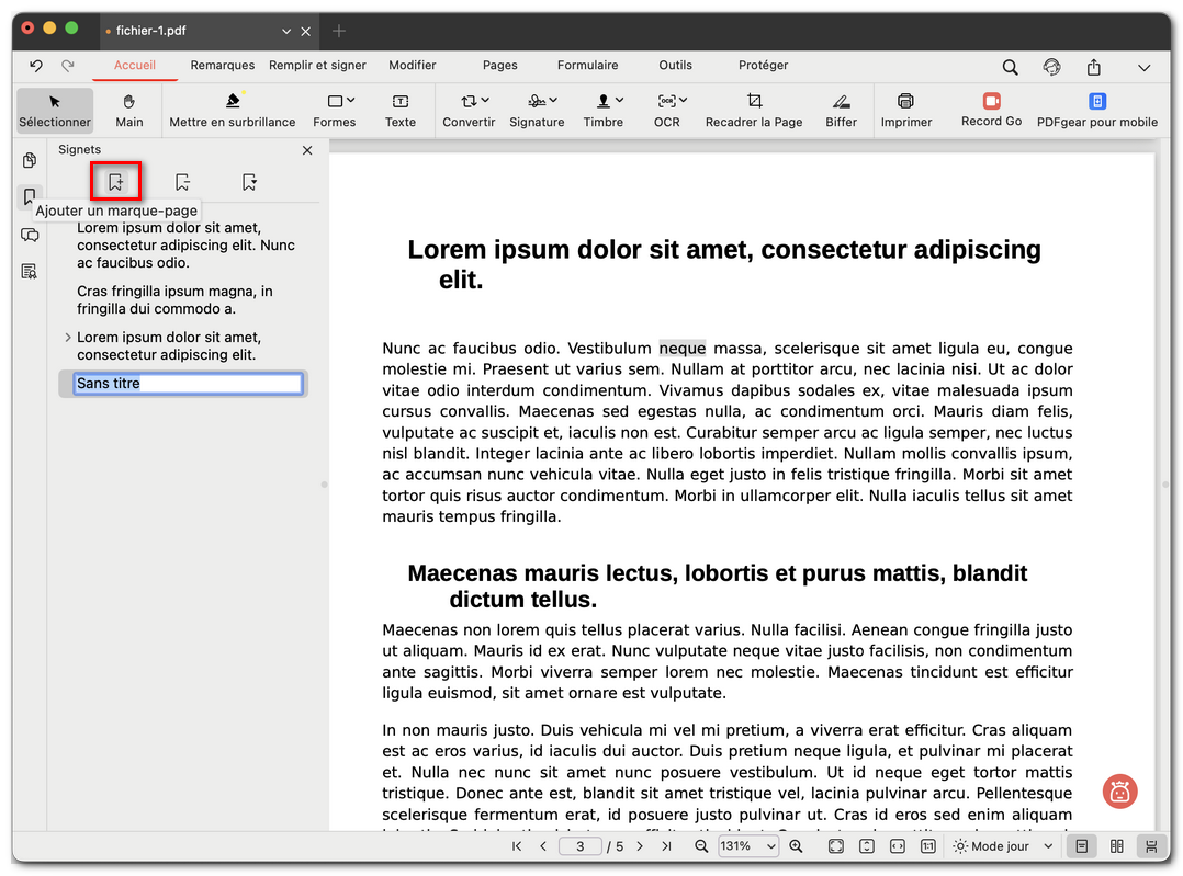 Ajouter un signet à un PDF sur Mac