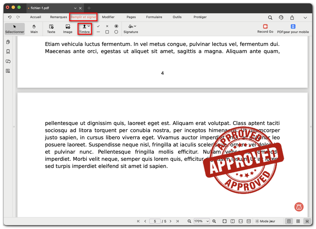 Ajuster le tampon personnalisé