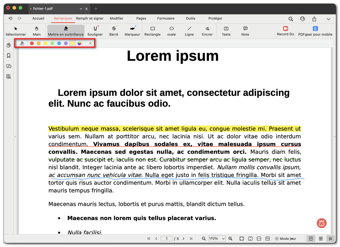 Annoter le texte dans un PDF