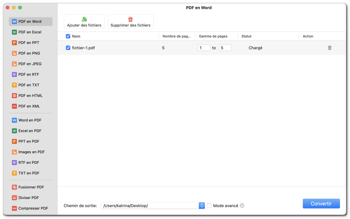 Convertir un PDF en format Word
