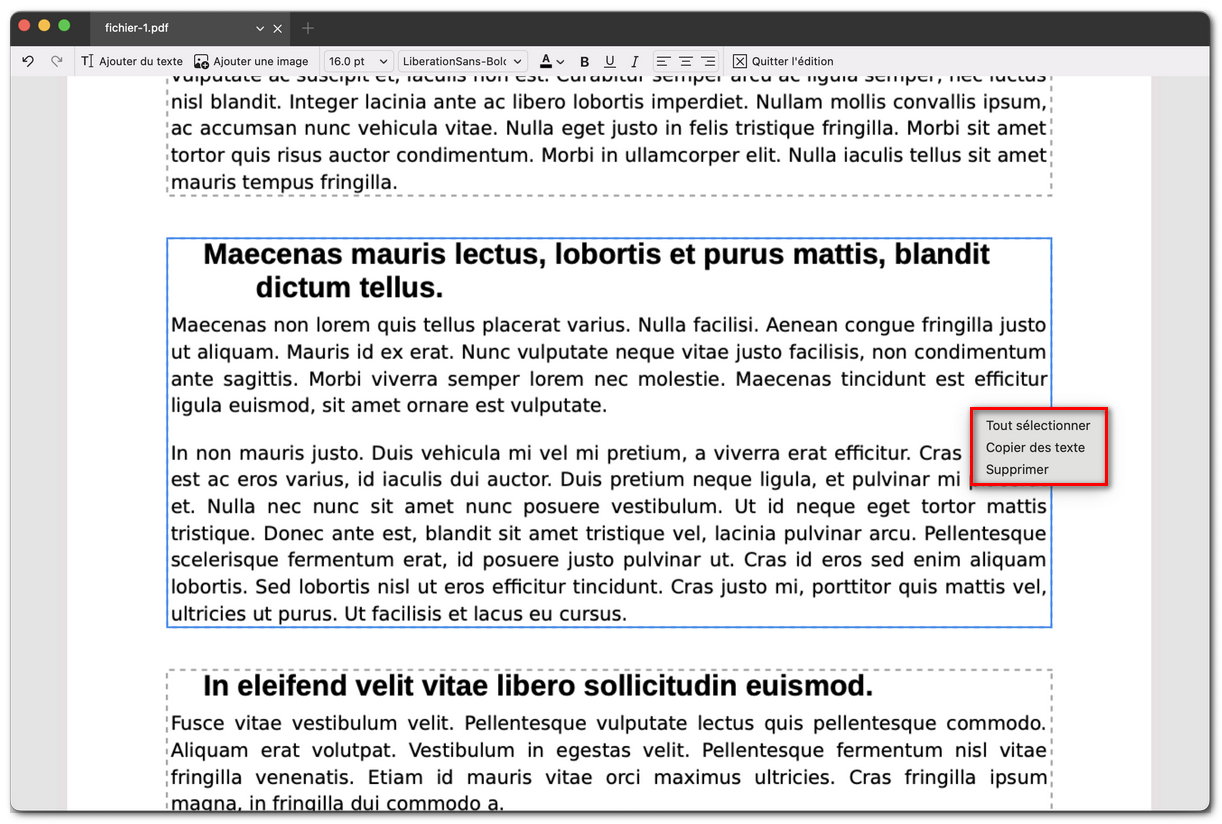 Copier ou supprimer du texte