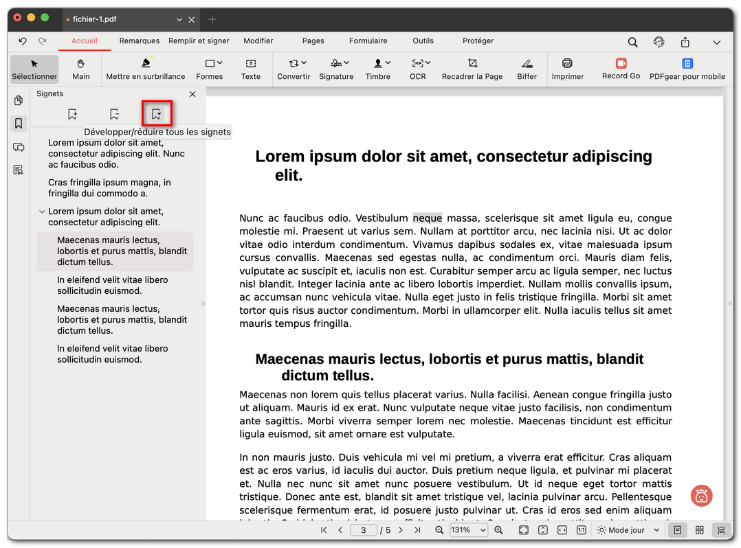 Développer ou réduire tous les signets dans un PDF