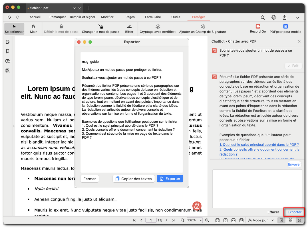 Exporter l’historique du chat