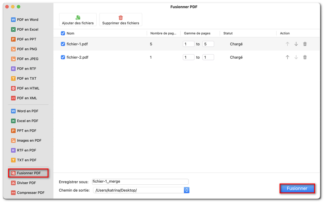 Fusionner plusieurs fichiers PDF