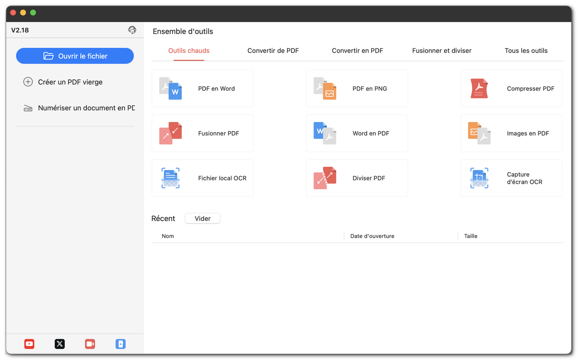 Interface de PDFgear pour Mac