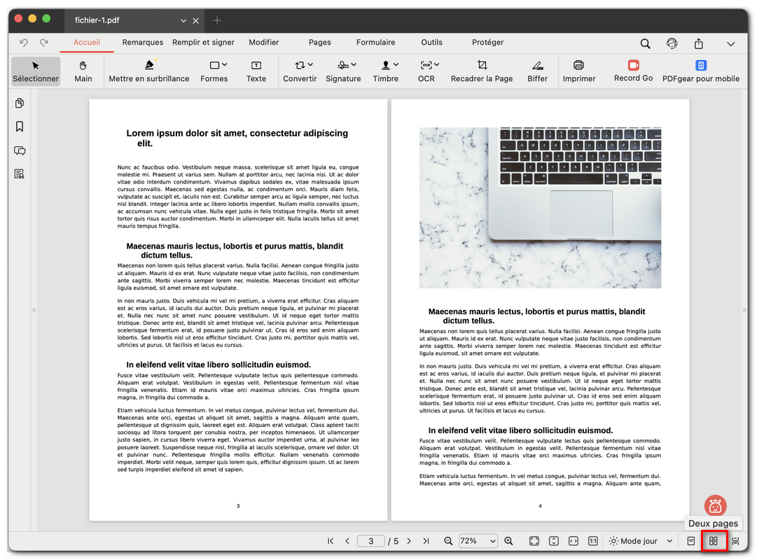Mode d’affichage deux pages