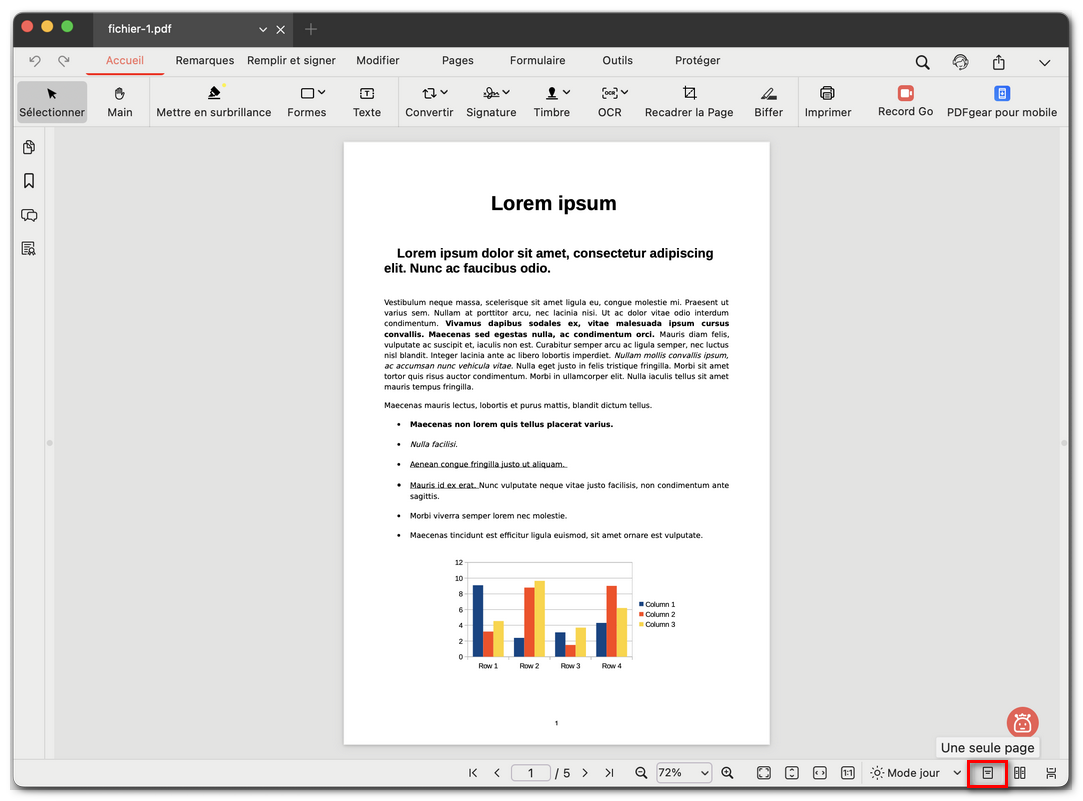 Mode d’affichage page unique