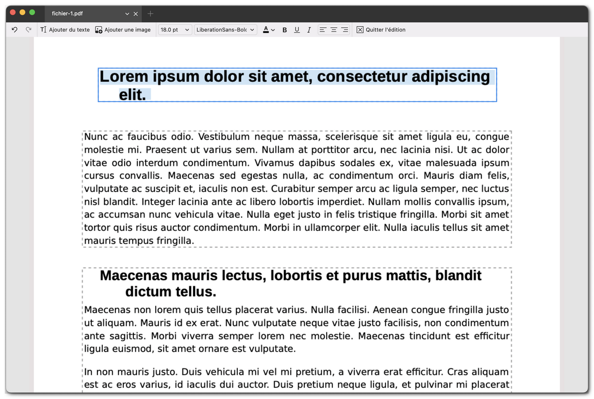Modifier le texte dans un PDF