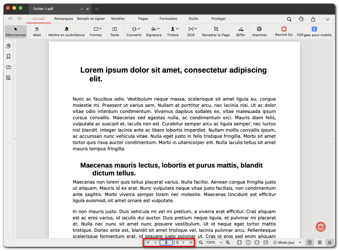 Navigation dans les pages PDF