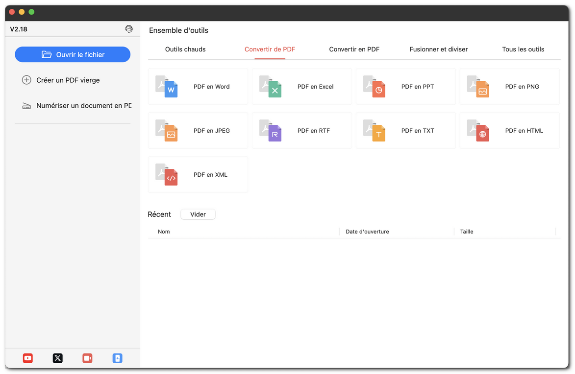 Ouvrir la fenêtre du convertisseur