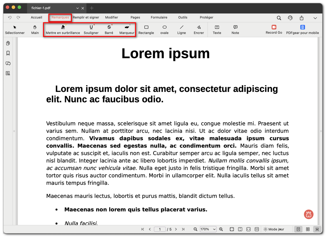 Ouvrir les outils d’annotation PDFgear
