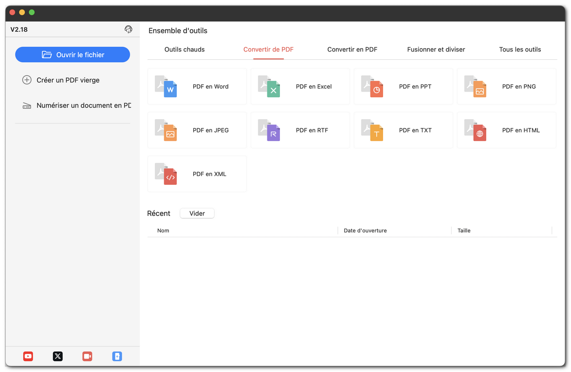 Ouvrir l’onglet Convertir depuis un PDF