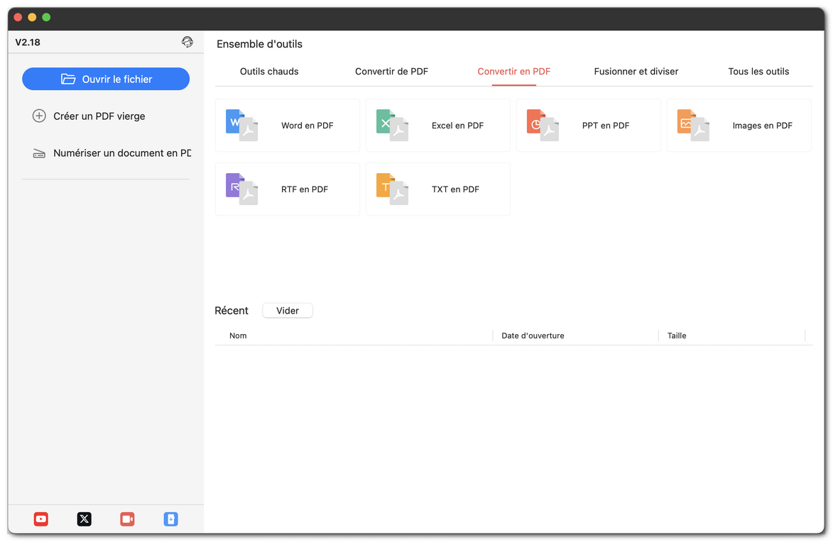 Ouvrir l’onglet Convertir en PDF