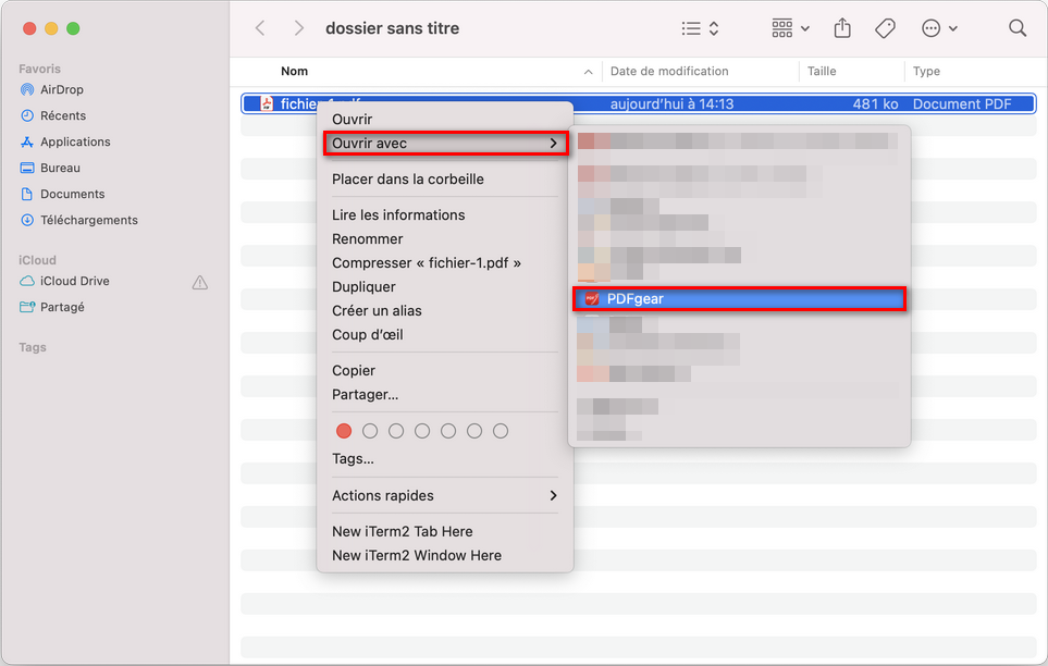 Ouvrir un PDF avec PDFgear sur Mac