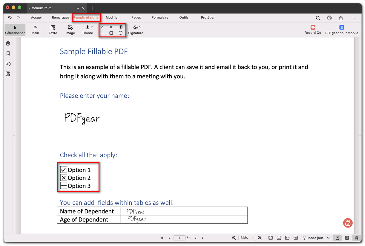 Remplir un formulaire avec des cases à cocher