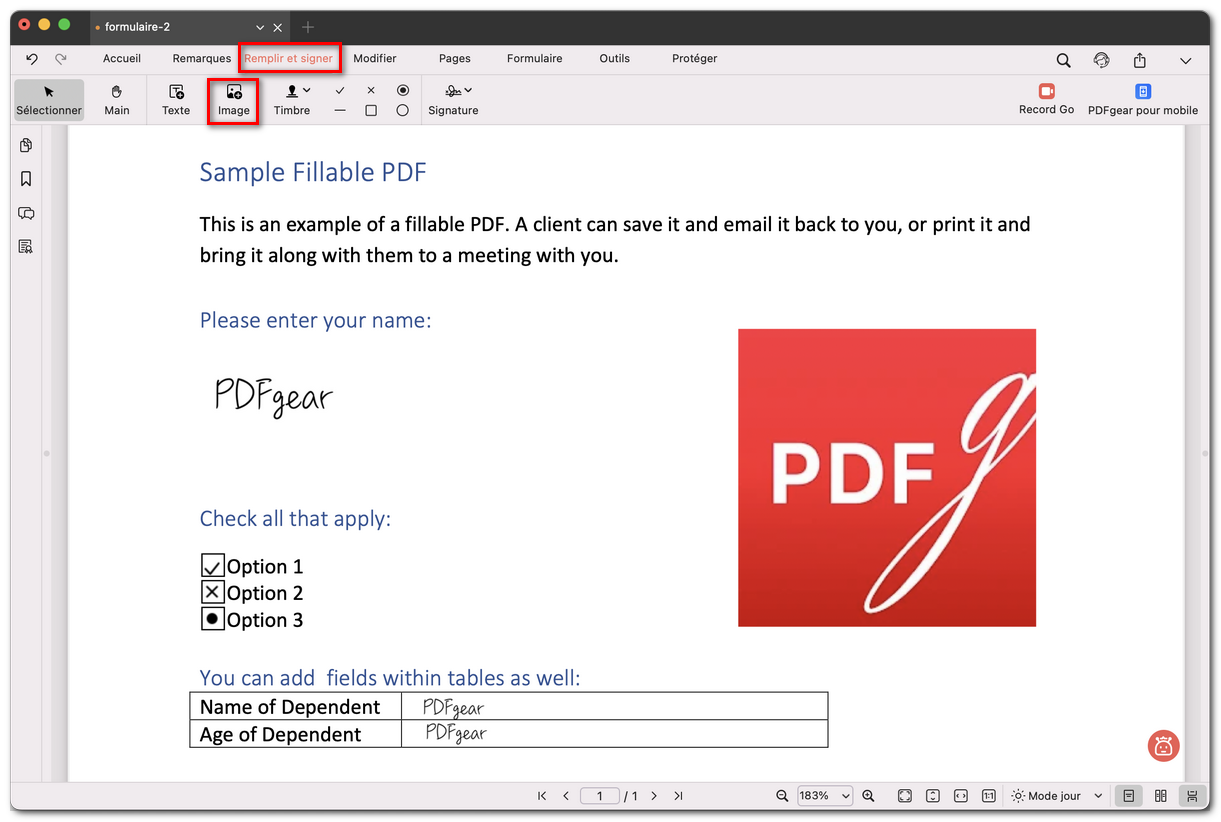 Remplir un formulaire avec une image