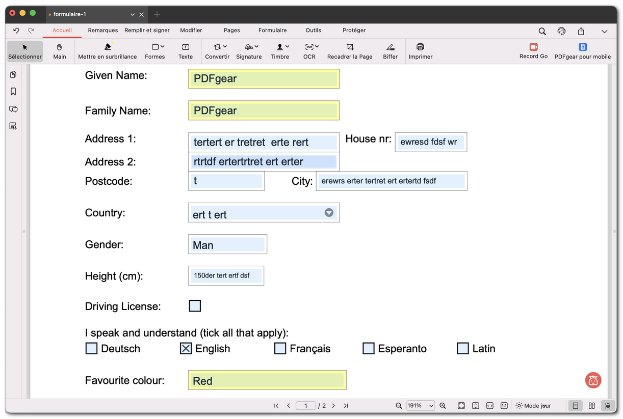 Remplir un formulaire PDF interactif