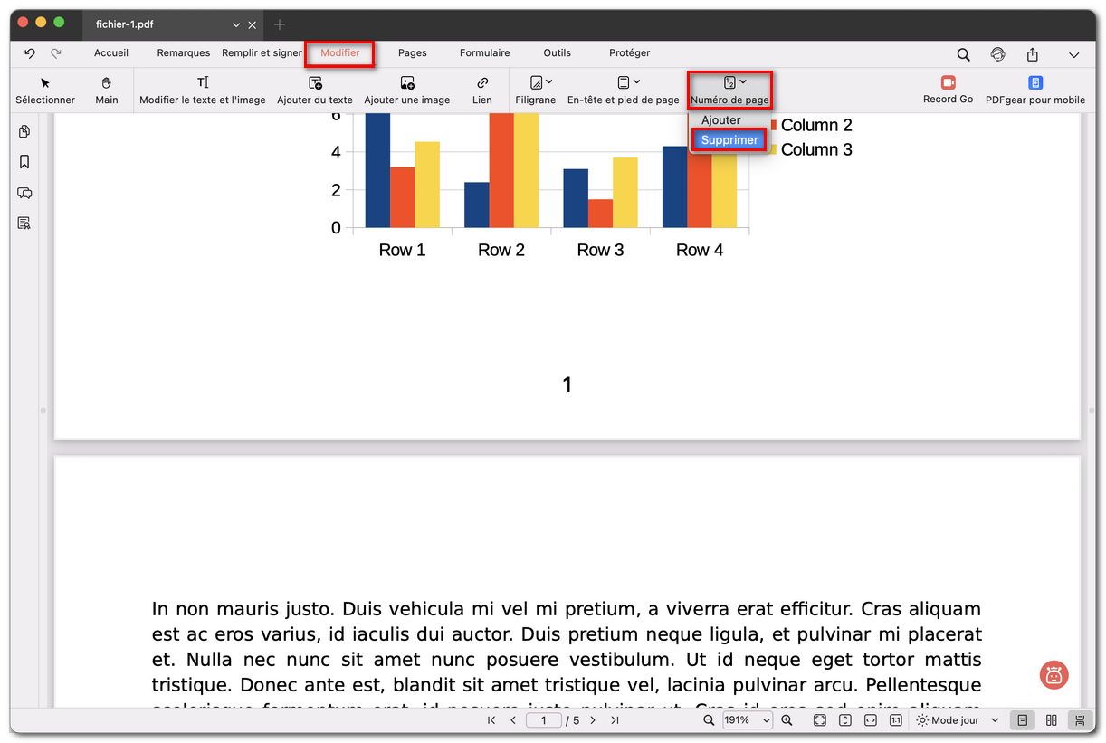Supprimer les numéros de page dans un PDF