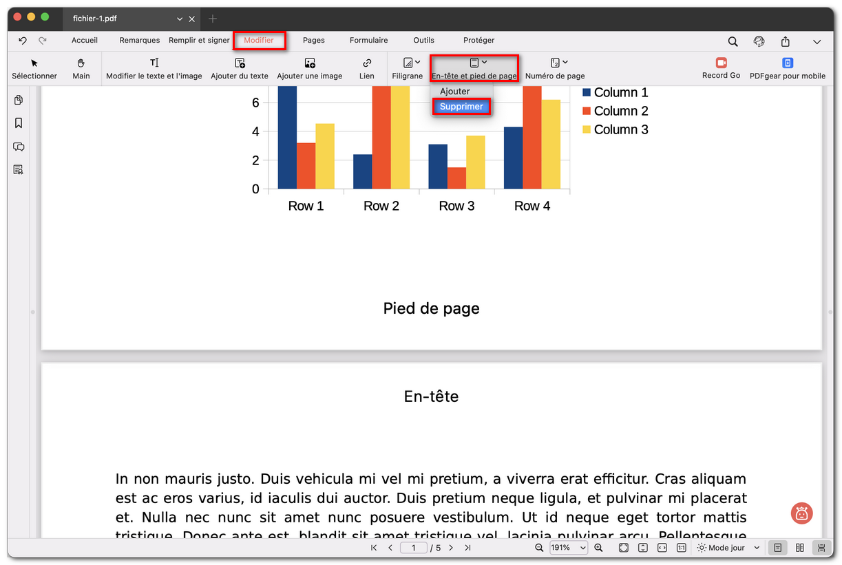 Supprimer tous les en-têtes et pieds de page