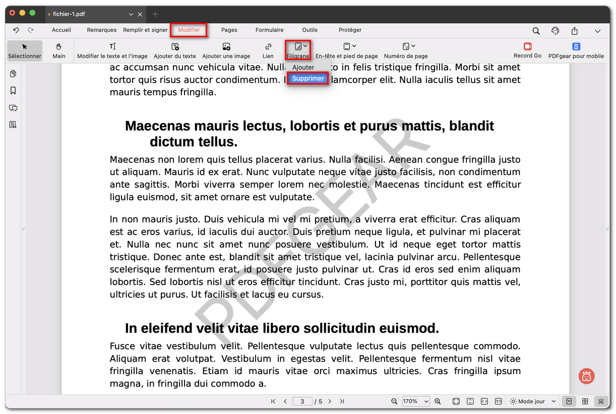 Supprimer tous les filigranes
