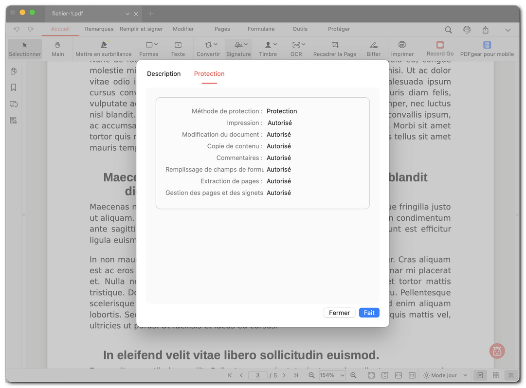 Vérifier la sécurité du PDF