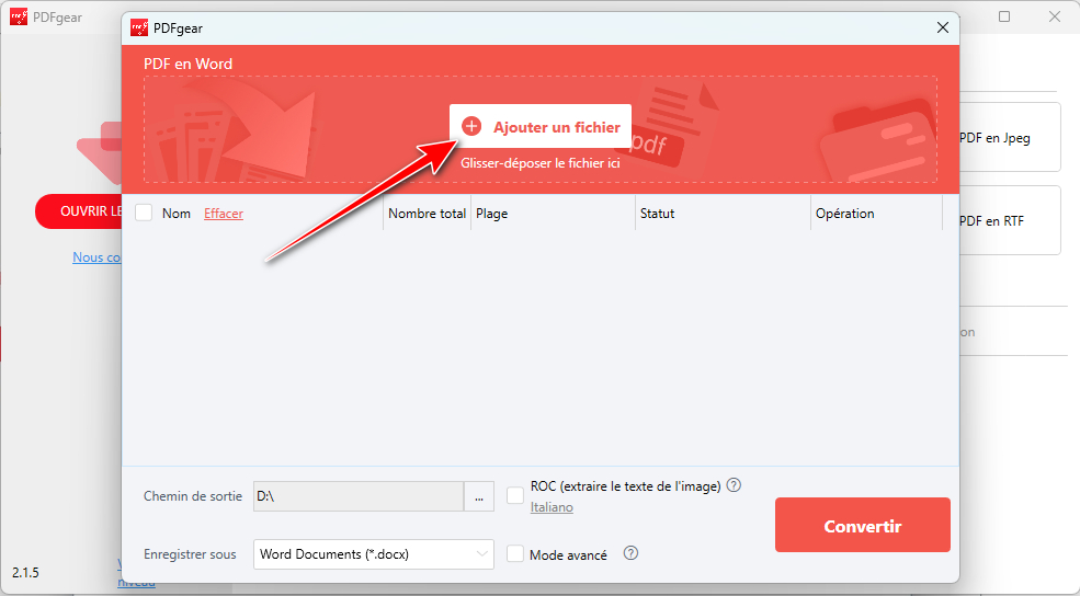 Ajouter des fichiers au convertisseur