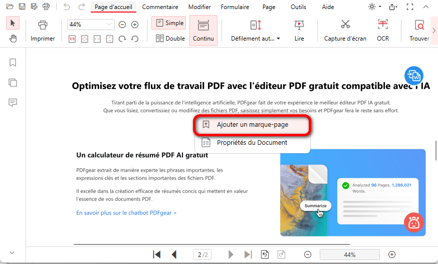 Ajouter un signet directement