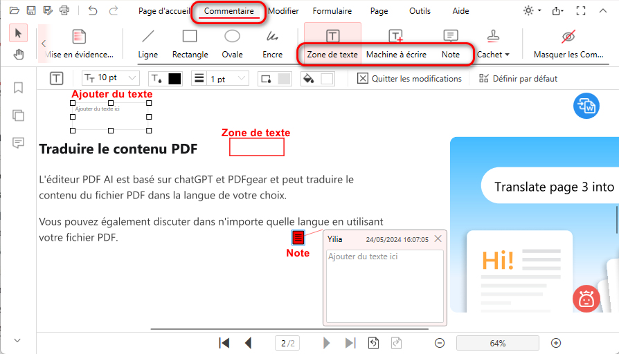 Ajouter des commentaires à un PDF