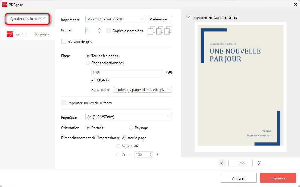 Imprimer des PDF en lot