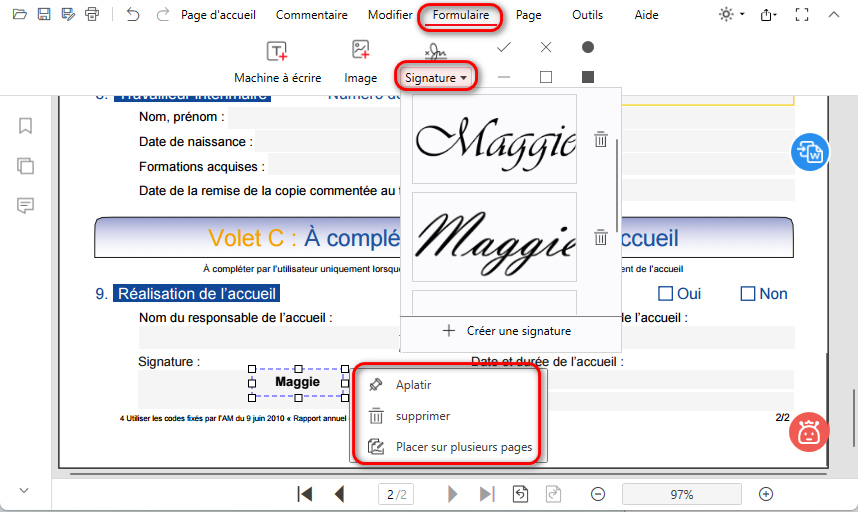 Ajouter une signature au formulaire