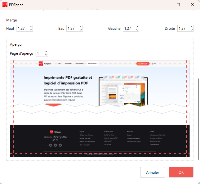Prévisualiser l'en-tête et le pied de page