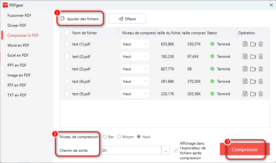 Compresser des PDF en lot