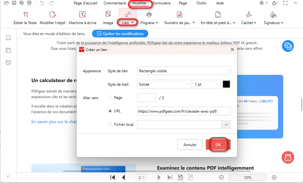 Créer et modifier un lien
