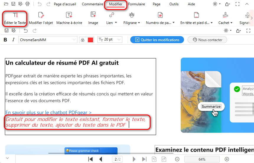 Éditer le texte du PDF