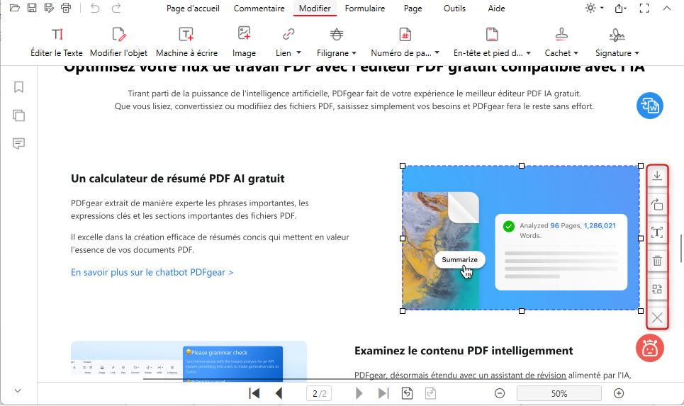 Modifier l'image dans le PDF