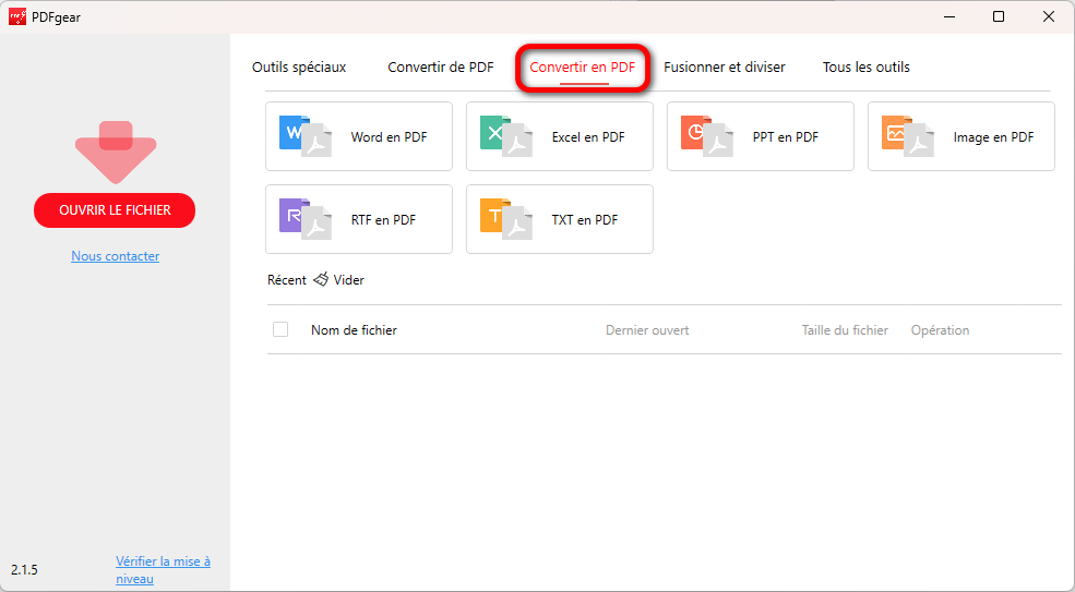 Convertir des fichiers en PDF