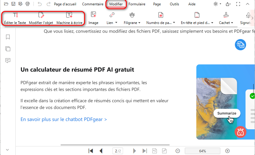 Éditer le texte du PDF