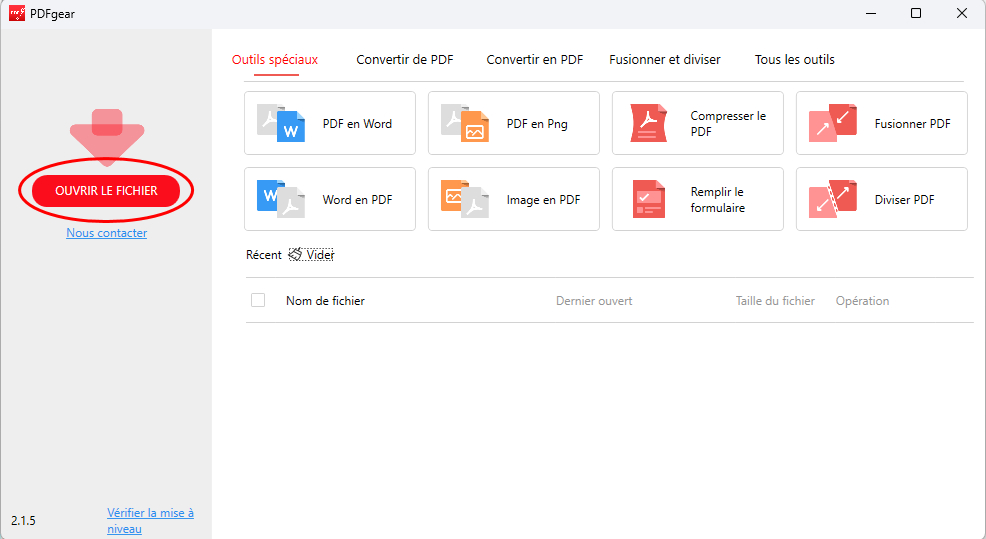 Ouvrir un fichier PDF