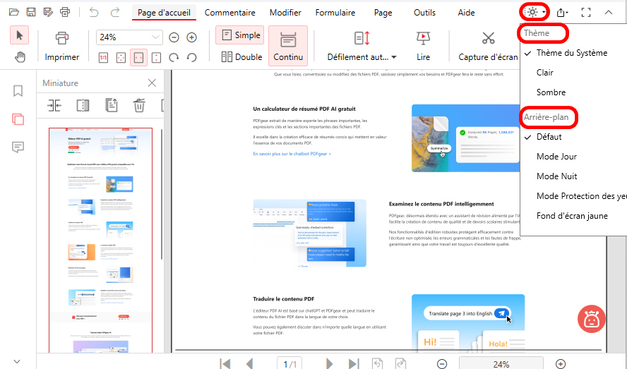 Affichage de l'interface PDFgear