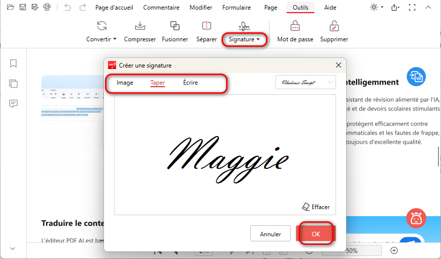 Signer le PDF