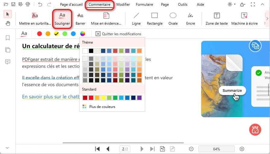 Souligner le texte du PDF